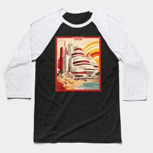 Guggenheim Museum Bilbao Spain Travel Tourism Retro Vintage Baseball T-Shirt